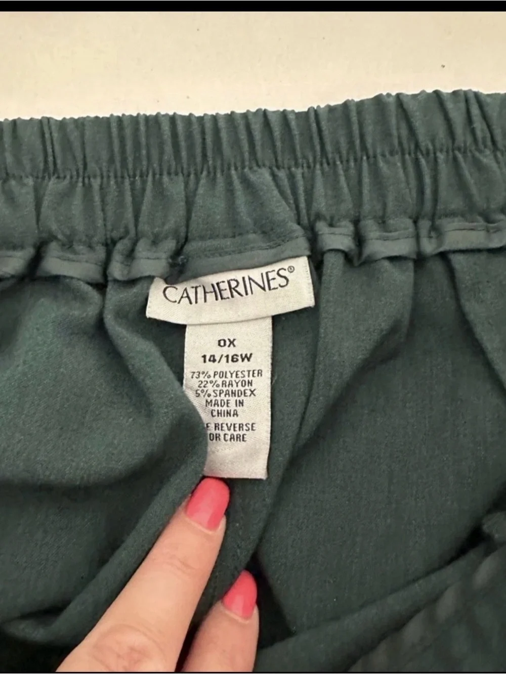 Catherines 14/16W Emerald Green Refined Pull-On Pants